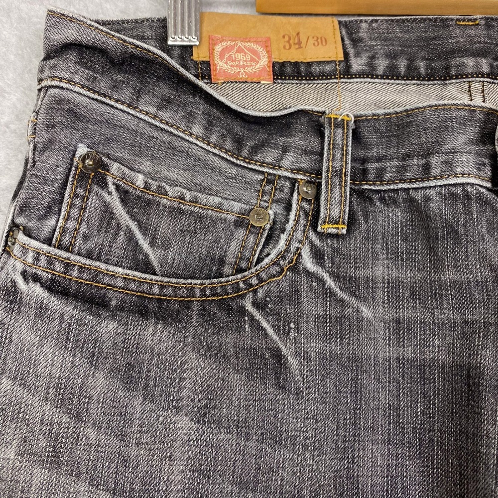 Y2K Gap 1969 Jeans Mens 34x30 Grey Low Rise Boot Fit Japanese Denim Button Fly - Picture 5 of 16